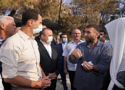 بازدید بشار اسد از یک روستای آسیب دیده در حومه لاذقیه